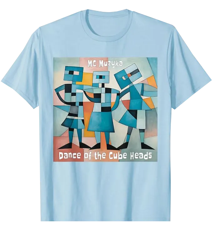 Dance Of The Cube Heads Album Cover Album Cover on a Light Blue T-Shirt