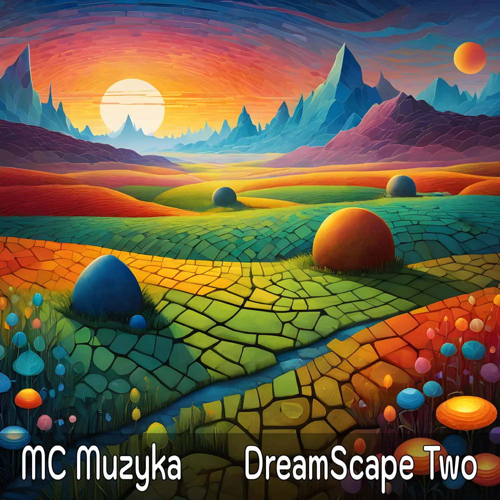 The cover for the single 'DreamScape Two' album cover design of a dreamy landscape.