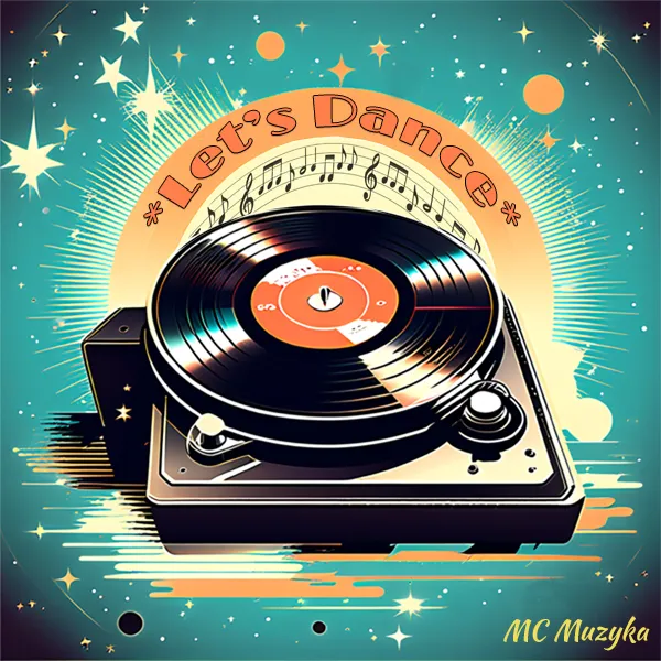 The 'Let's Dance EP' cover features a poster style coloured drawing of an old style record deck.