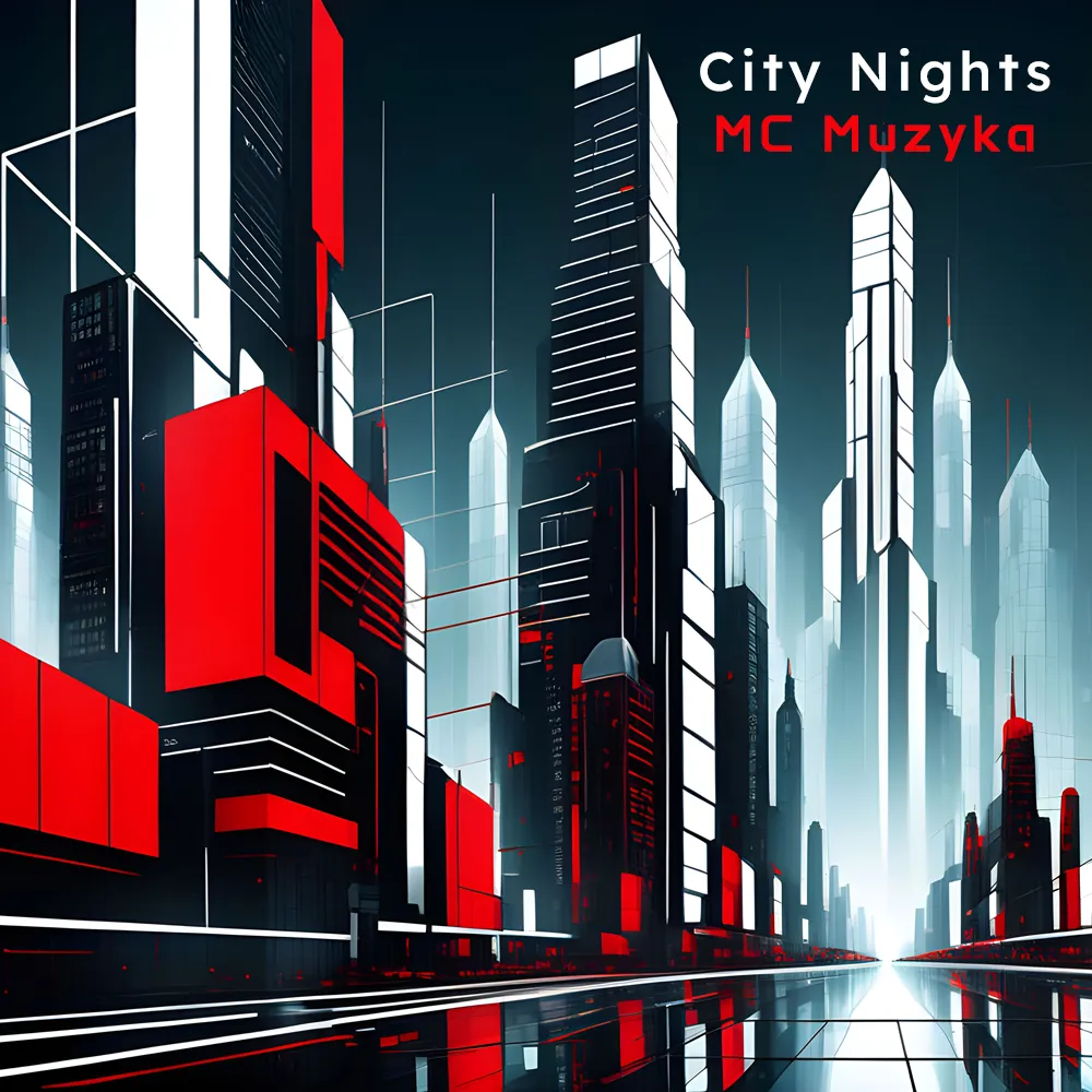 The cover for the single 'City Nights' album cover design of a futuristic city.